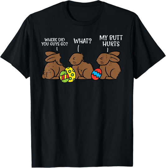 Where Did You Guys Go Chocolate Bunny Funny Easter Kids T-Shirt