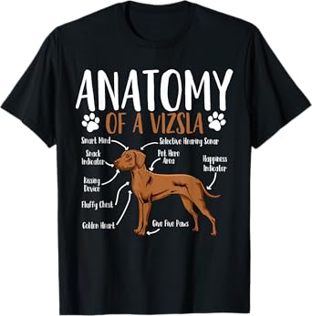 Vizsla Dog Anatomy Men Women Kids T-Shirt