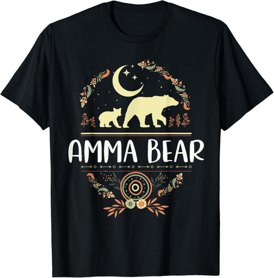 Amma Bear Floral Matching Family Funny Grandma Bear Boho T-Shirt
