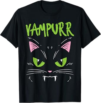 Vampurr Vampire Cat Funny Halloween Animal Men Women Kids T-Shirt
