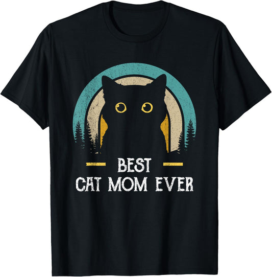 Mother's Day Cat Mommy Black Cat, Retro Best Cat Mom Ever T-Shirt