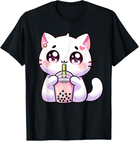 Boba Cat Boba Tea Bubble Tea Kawaii Cat T-Shirt