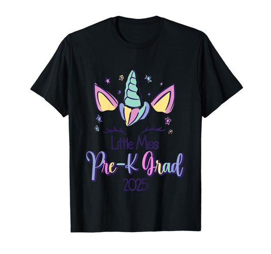 Kids Little Miss Pre-K Grad Preschool Prek Graduation 2025 T-Shirt