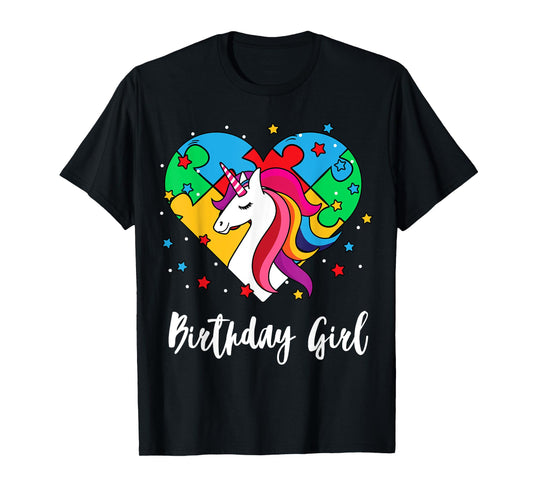 Unicorn Puzzle Heart Bday Girl Cool Autism Awareness Gift T-Shirt