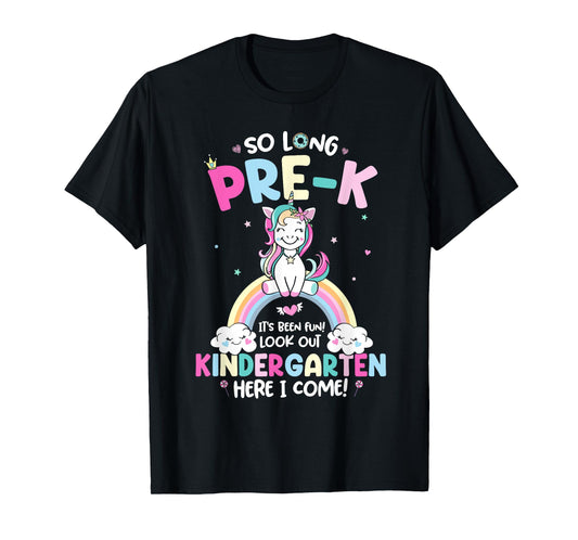 So Long Pre-K Kindergarten Grade Here I Come Unicorn Kid T-Shirt