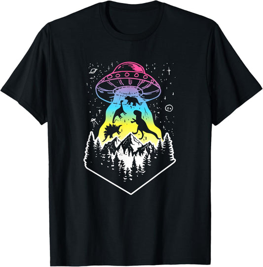 Dinosaur Abducted by Alien UFO Gift T-Shirt