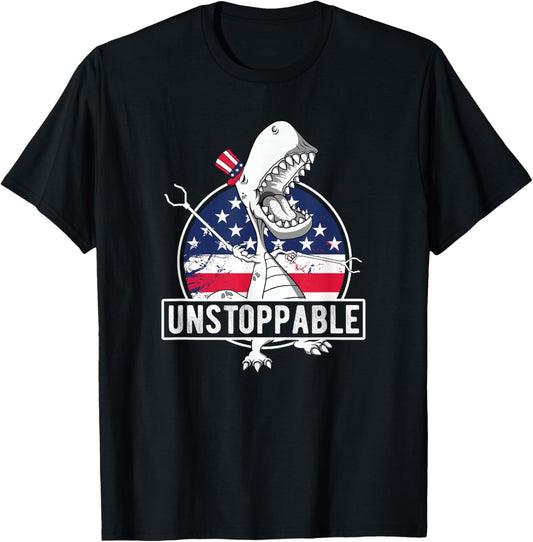 Funny 4th Of July, Unstoppable Funny Dinosaur July 4th T-Shirt