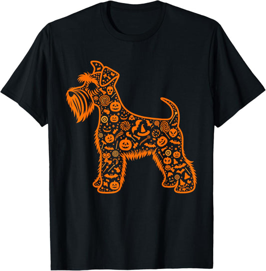 Pumpkin Miniature Schnauzer Candy Halloween Mens Womens Kids T-Shirt