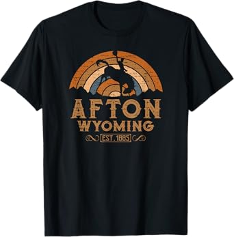 Afton Wyoming WY Retro Style Rodeo Cowboy T-Shirt
