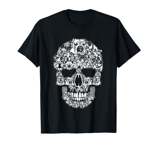 Funny Halloween English Bulldog Skull Dog Lover Costume Men Women T-Shirt