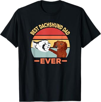 Best Dachshund Father of All Time Funny Dog Design Men T-Shirt
