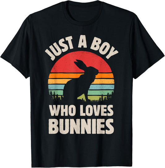 Bunny Just A Boy Who Loves Bunnies Men Retro Vintage Sunset T-Shirt
