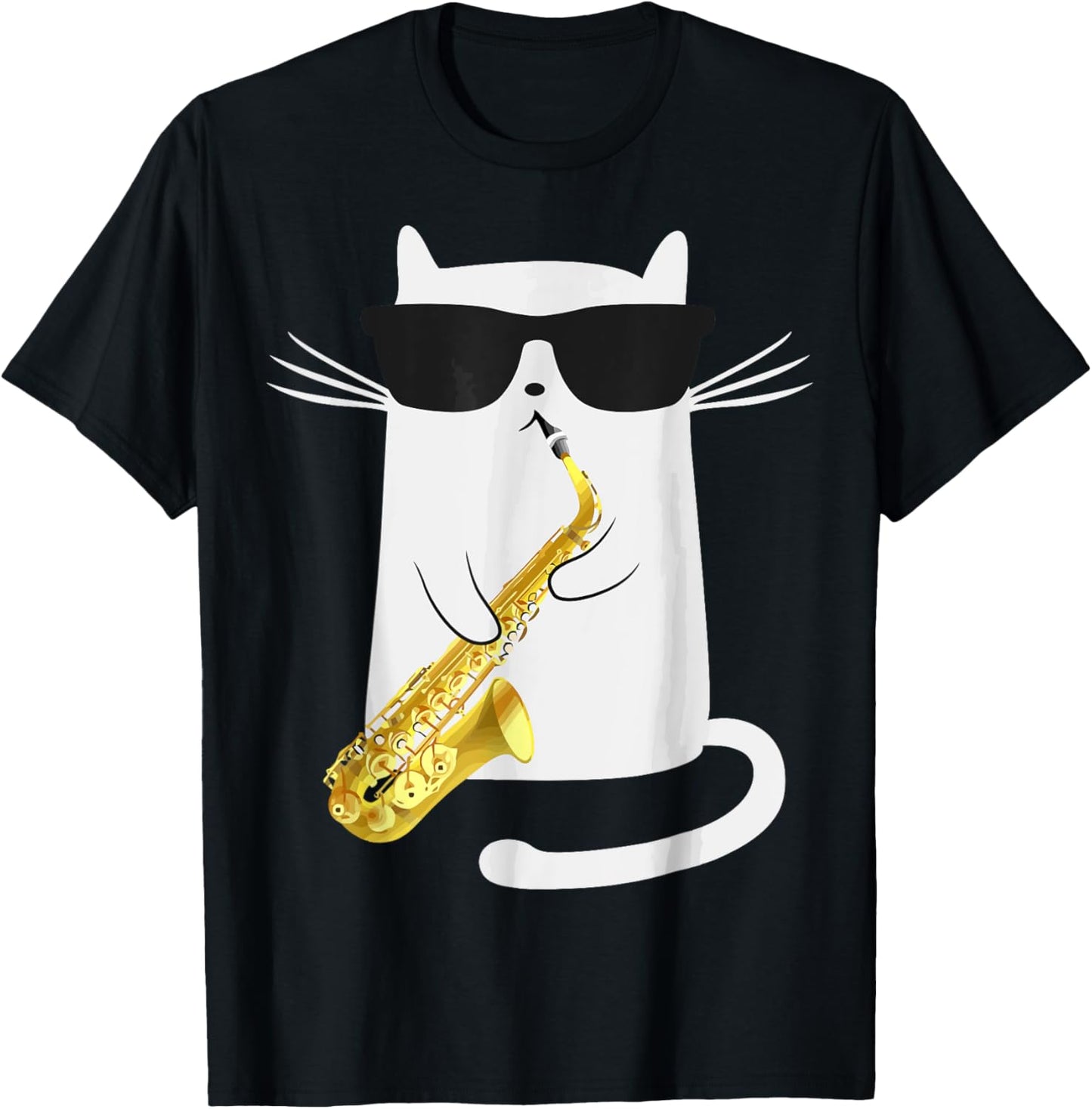 Funny Cat Playing Saxophone For Jazz Musician Saxophonist T-Shirt