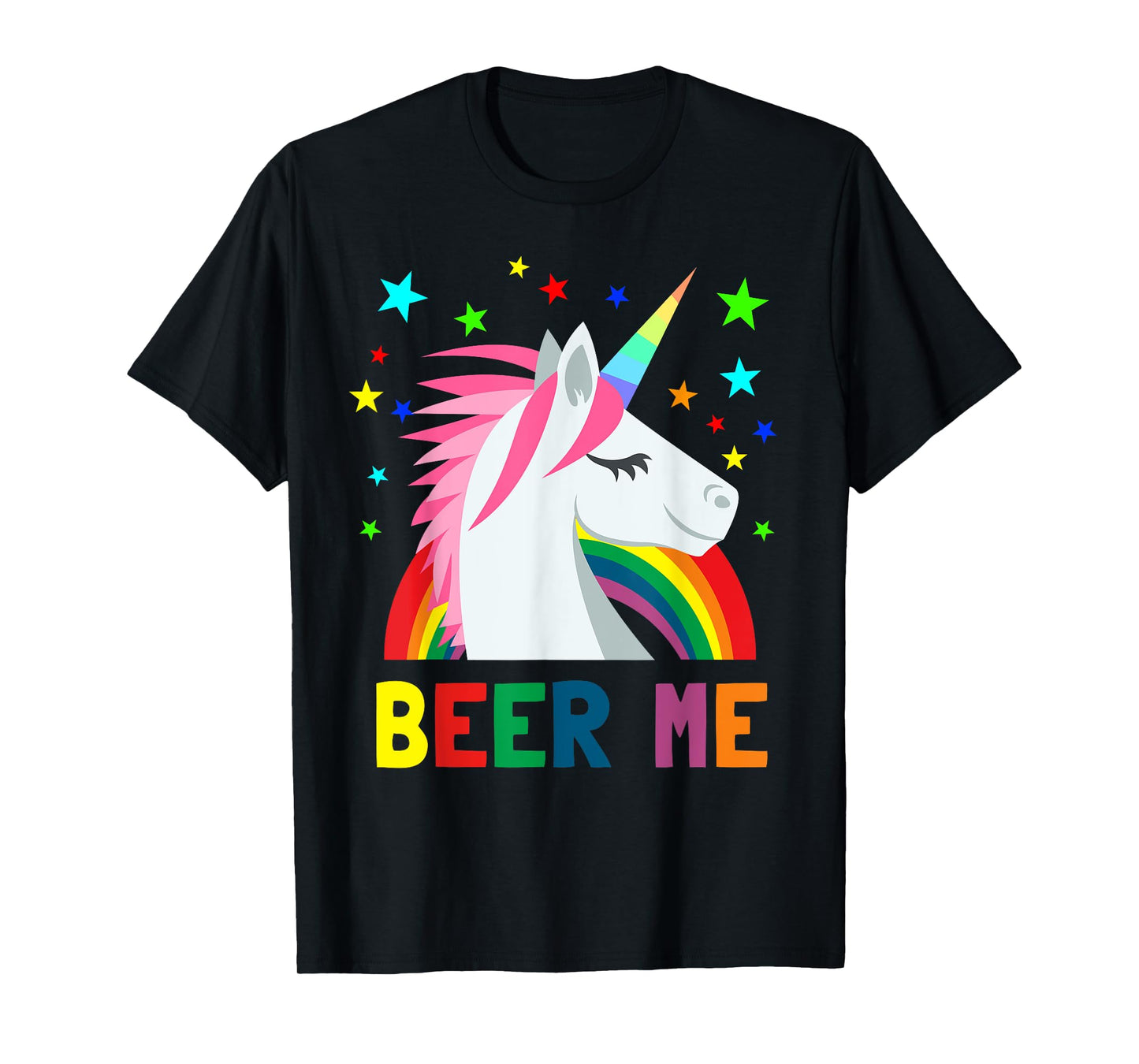 Beer Me Shirt Unicorn Rainbow Funny Beer Party T-Shirt