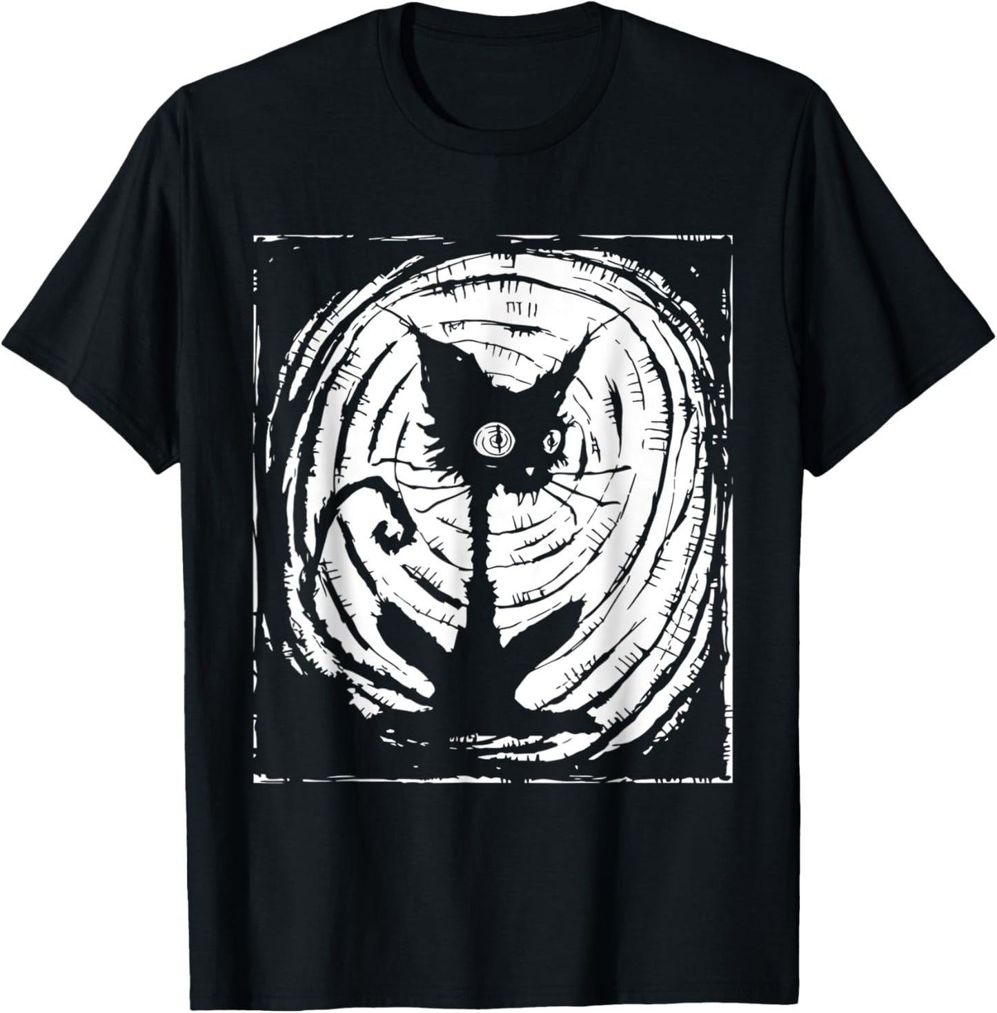 Black Cat Lazy Halloween Costume Scary Creepy T-Shirt
