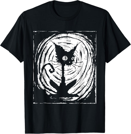 Black Cat Lazy Halloween Costume Scary Creepy T-Shirt