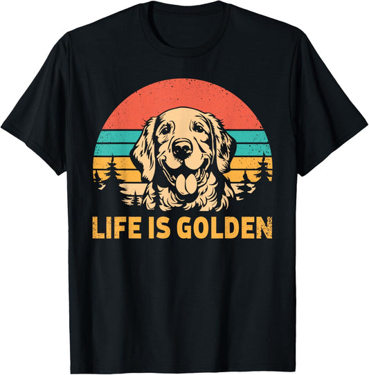 Golden Retriever Dog Retro Vintage Life Is Golden T-Shirt