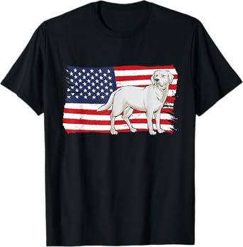 White Labrador Retriever American Flag White Lab Women Men T-Shirt
