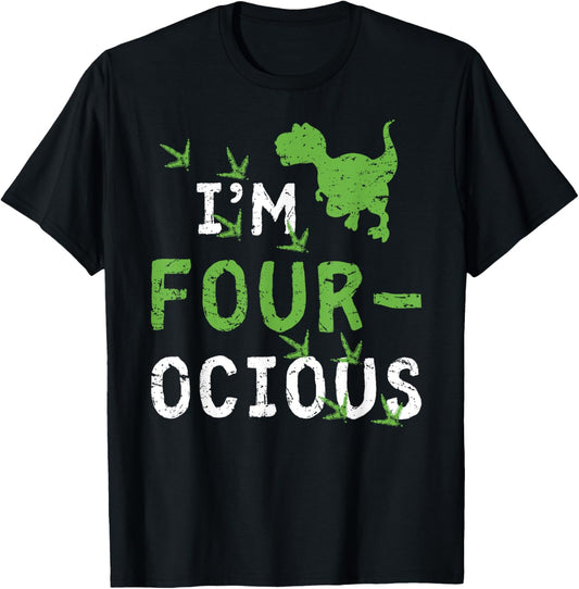 4th Birthday Gift Dinosaur Party 4 Years Old Boy Dinosaurs T-Shirt