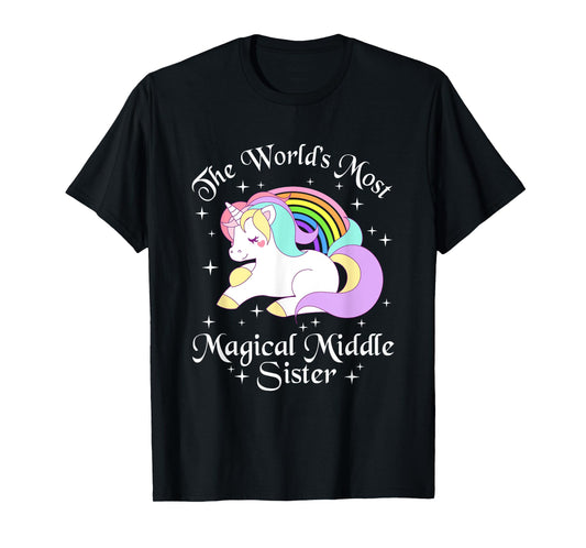 Magical Middle Sister T-Shirt Unicorn Sister Gifts Girls Tee T-Shirt
