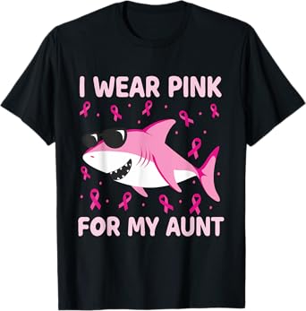 Shark I Wear Pink For My Aunt Breast Cancer Kids Boy T-Shirt