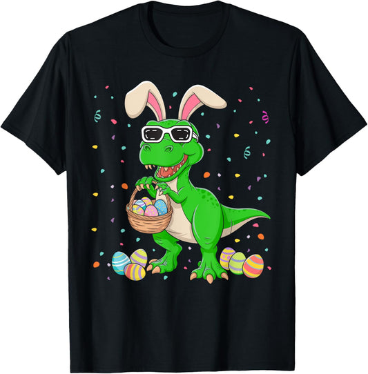 Easter T Rex Bunny Ears Dinosaur Eggs Easter Day Kids Boys T-Shirt