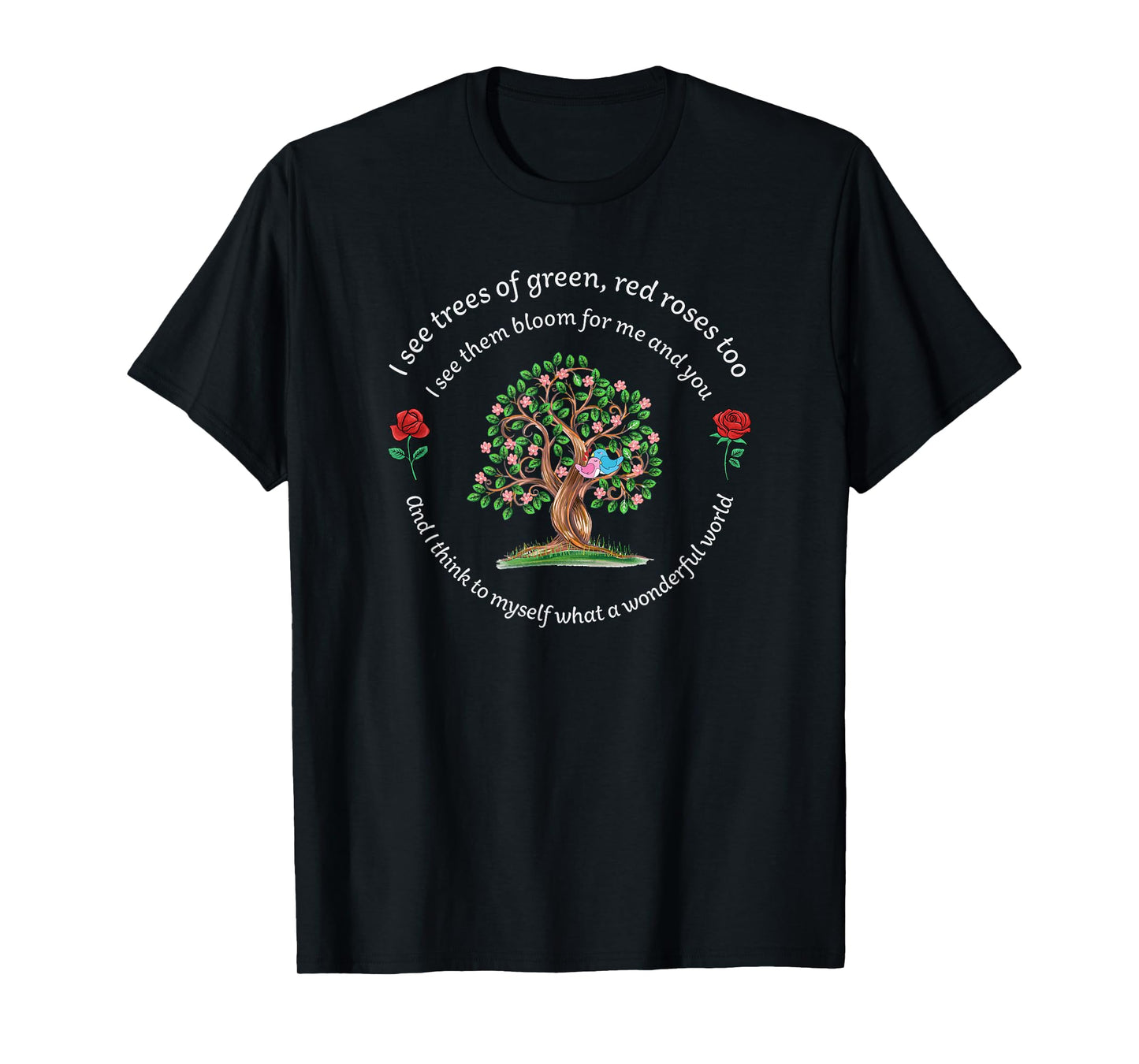 What a Wonderful World - Tree Bloom Birds in Love T-Shirt