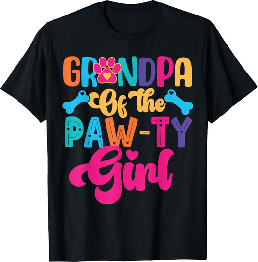 Grandpa Of The Birthday Girl Dog Paw Family Matching Party T-Shirt