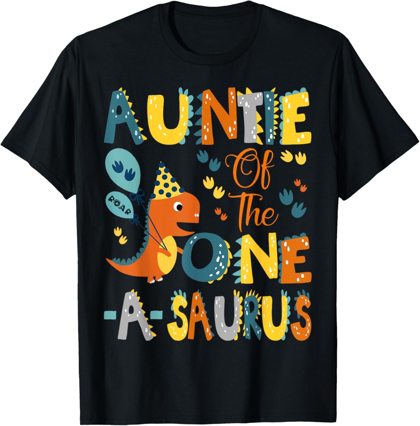 Dinosaur T-Rex 1St Birthday Matching Family Auntie Of The One-A-Saurus 1St Birthday Dinosaur Party Unisex-Kids T-Shirt Black Small Classic Fit Modern U-Neck Short Sleeve