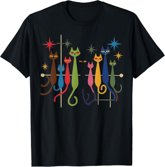 Vintage Mid Century Modern Retro Look Cats Dogs 50s 60s 70s T-Shirt