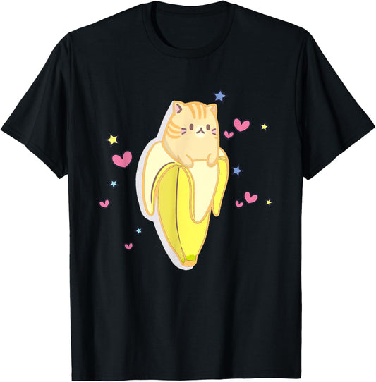 Bananya Banana Funny Cat Cute Kawaii Kitten T-Shirt