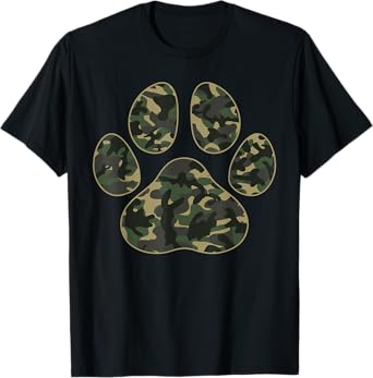 Cute Camo Paw Print Pet Owner Camouflage Paw Print Dog Lover T-Shirt