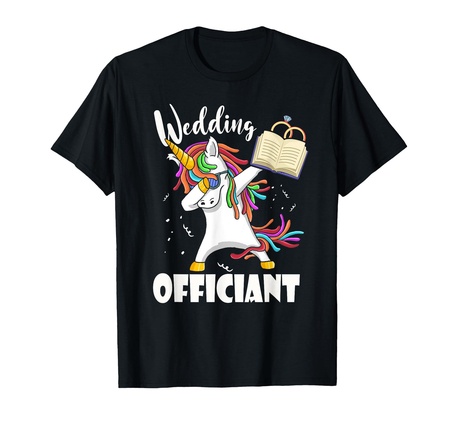 Funny Wedding Officiant Cute Dabbing Unicorn Pastor Wedding T-Shirt