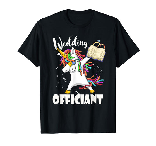Funny Wedding Officiant Cute Dabbing Unicorn Pastor Wedding T-Shirt