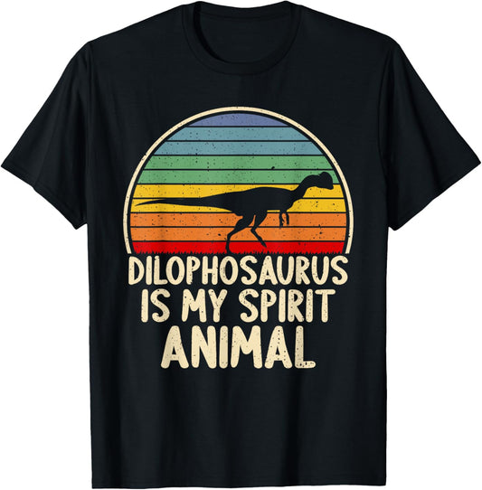 Dilophosaurus My Spirit Animal Dinosaur Lover Vintage Retro T-Shirt