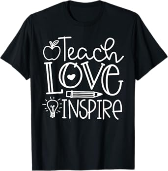 Teach Love Inspire Retro Teacher Kids Back To School T-Shirt