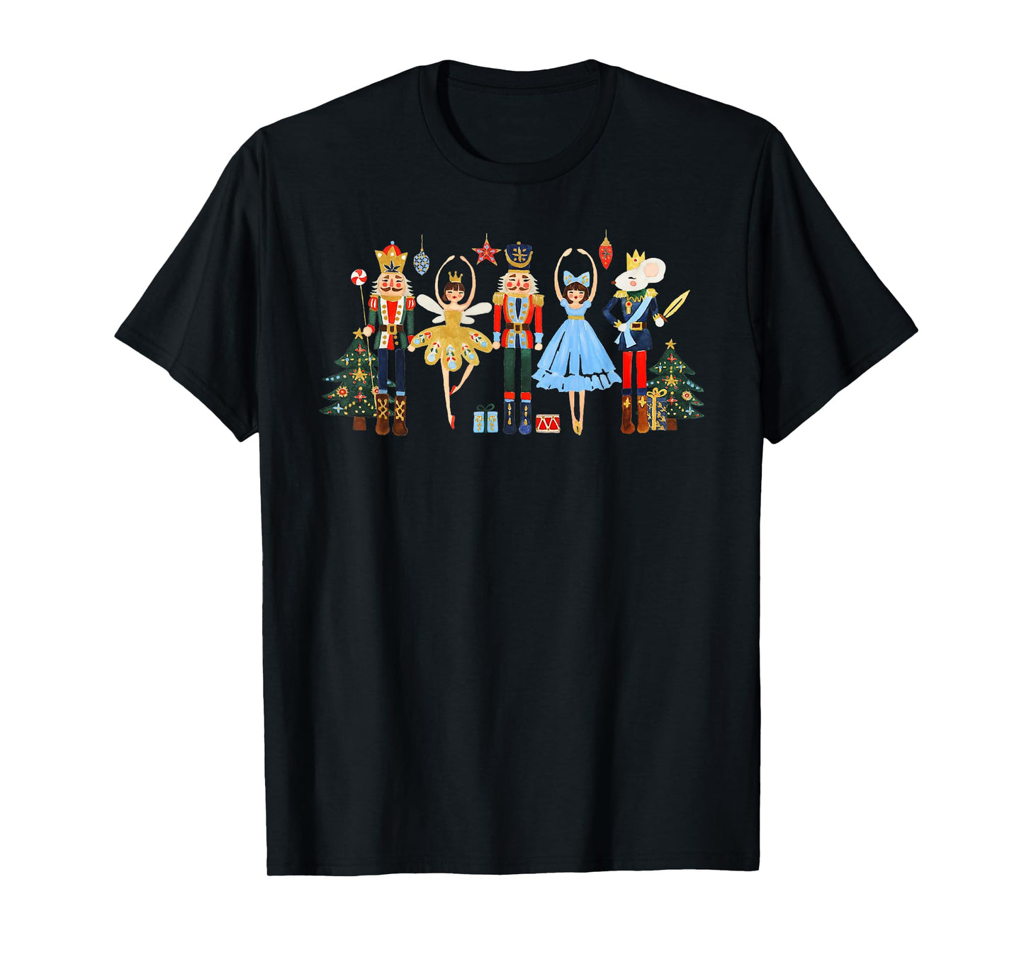 Retro Nutcracker Ballet Christmas Tree Shirts For Women Girl T-Shirt
