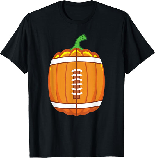 Halloween Football Ball Pumpkin Boys Kids Thanksgiving T-Shirt
