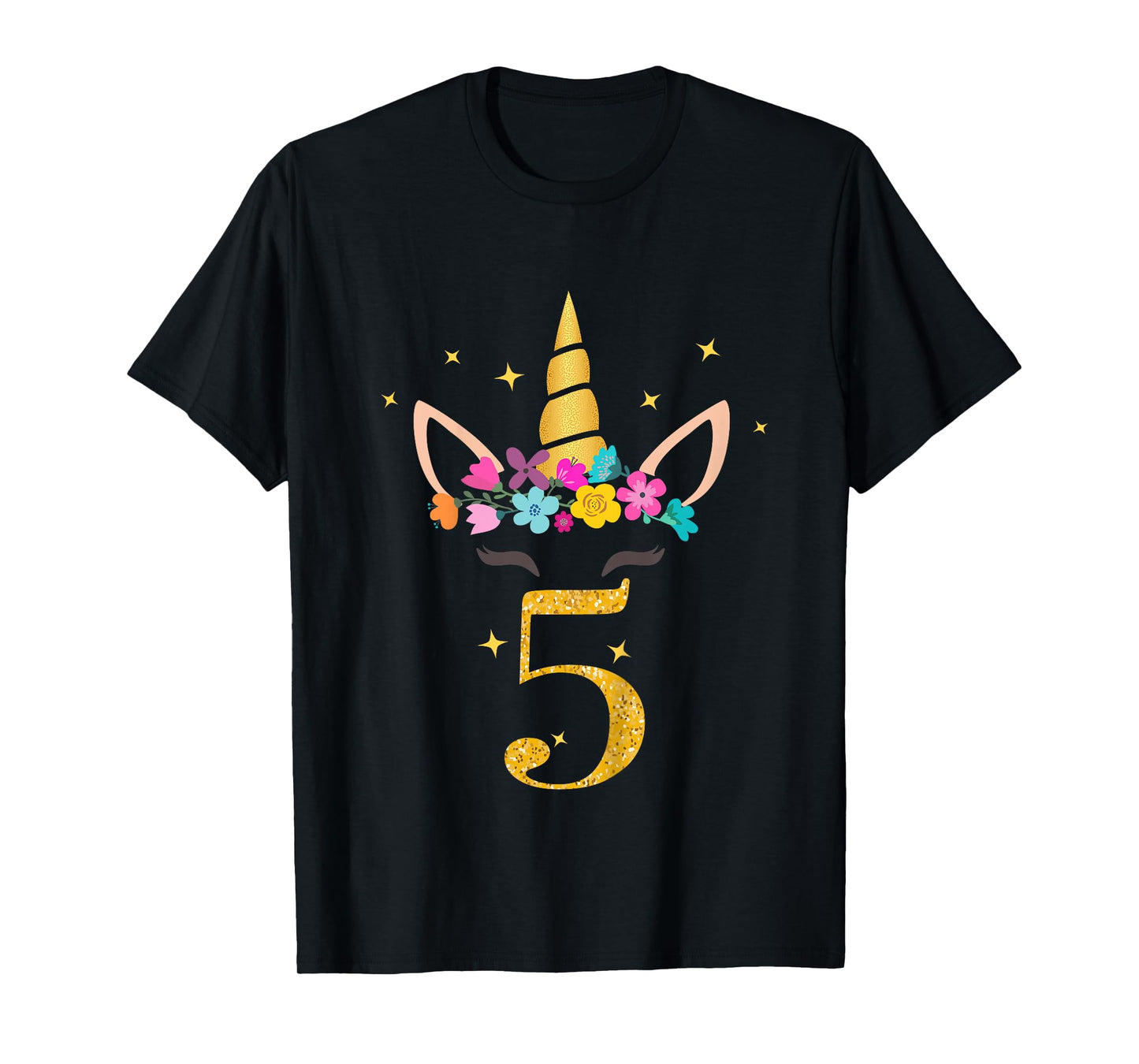 Kids 5th Birthday Unicorn Design for Girls 5-Year-Old T-Shirt
