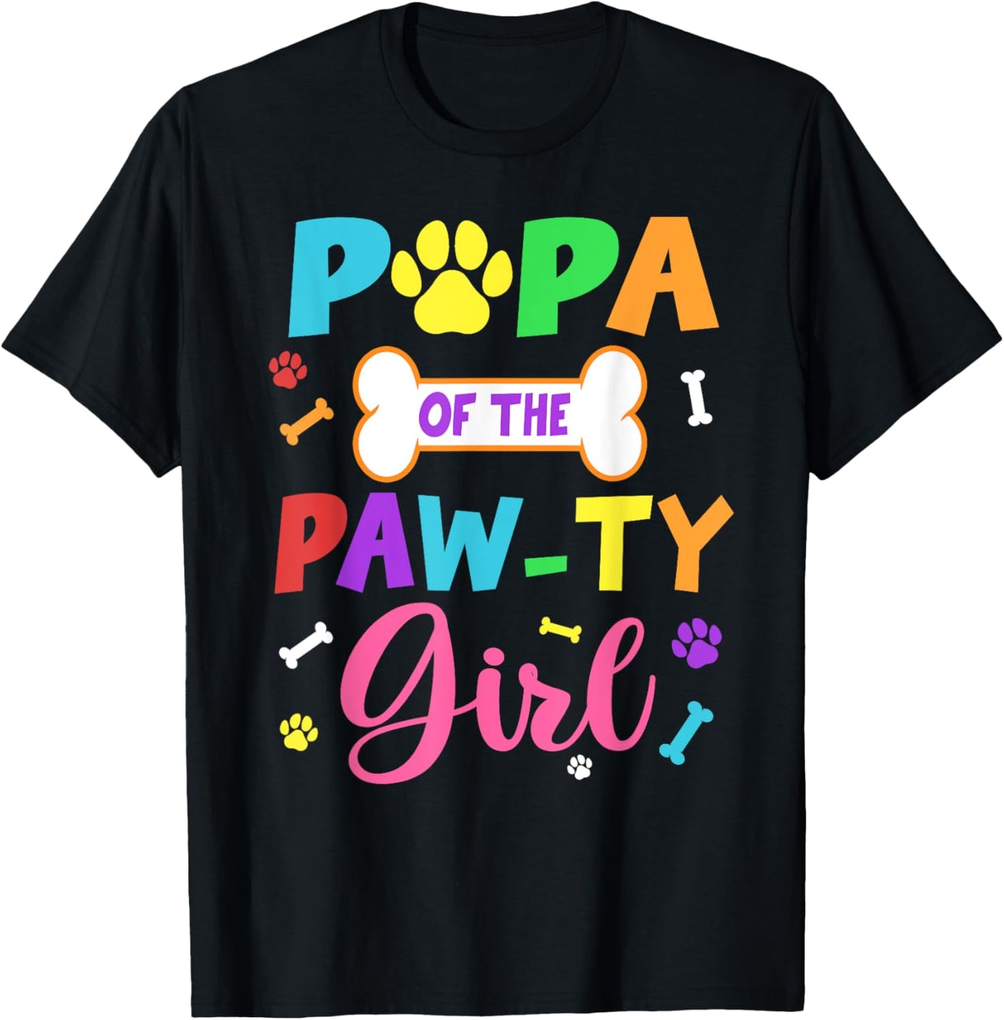 Papa Of The Paw-ty Girl Birthday Family Matching Party T-Shirt