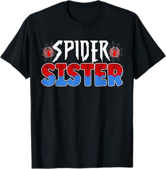 Funny Spider Web Sister Family Matching Birthday Boy T-Shirt