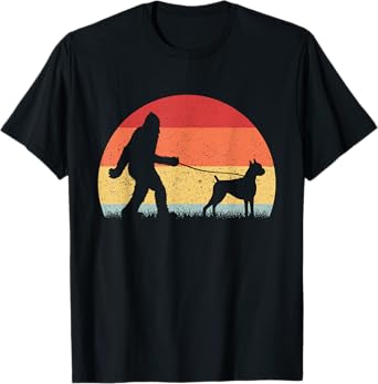 Vintage Bigfoot Walking Boxer Dog Sasquatch Funny Gifts T-Shirt