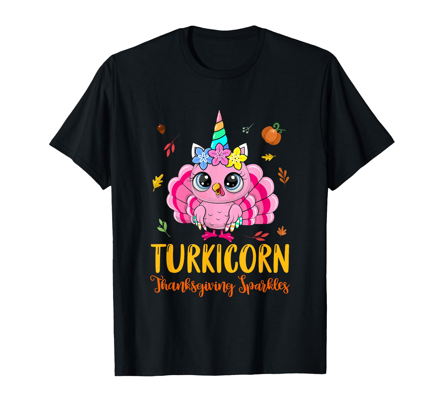 Cute Unicorn Turkey Funny Thanksgiving Turkicorn Girl Kids T-Shirt