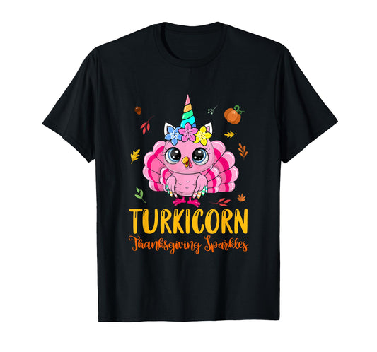 Cute Unicorn Turkey Funny Thanksgiving Turkicorn Girl Kids T-Shirt