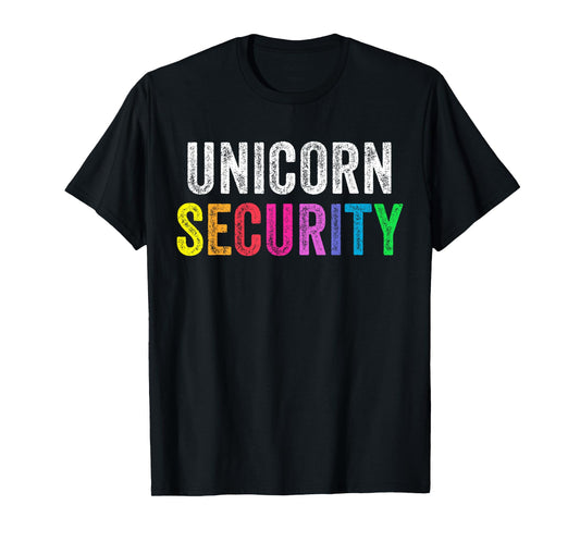Dad Mom Daughter Adult Costume Unicorn Security T-Shirt