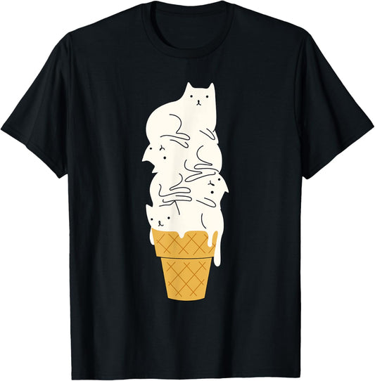 Kids Ice Cream Cat Funny Cats Kitty Kids Toddler Boys Girls T-Shirt