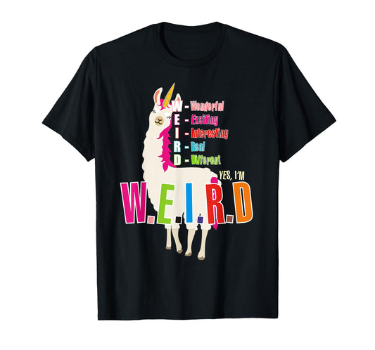 Yes I'm WEIRD Llamacorn Funny Cute Llama Unicorn T-Shirt