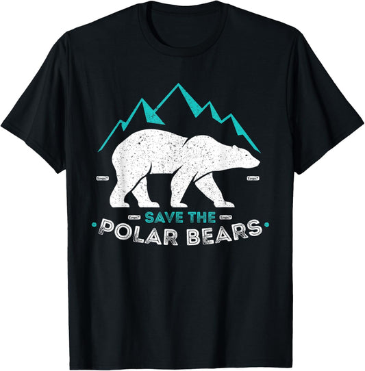 Save Polar Bears Shirt Animal Vintage Retro Gift Tee T-Shirt