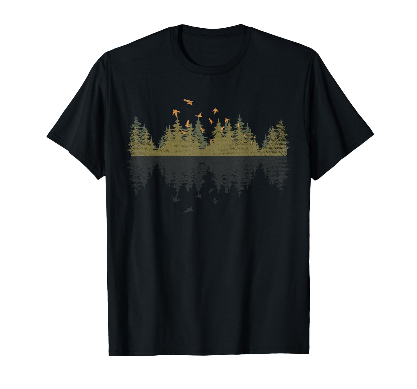 Bird Outdoors Forest Nature Trees Wildlife Reflection Forest T-Shirt
