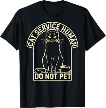 Cute Introvert Cat Service Human Do Not Pet Funny Cat Joke T-Shirt